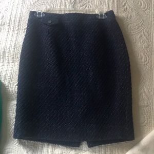 Navy blue tweed pencil skirt JCrew Factory